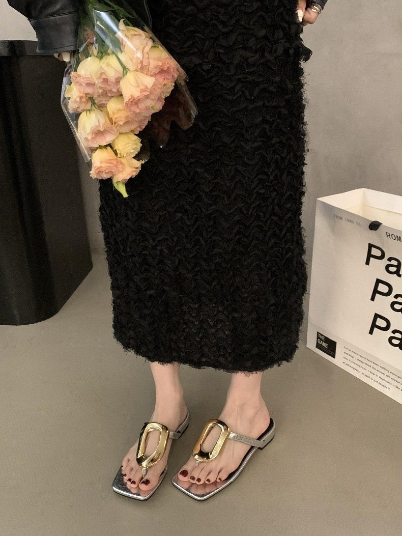 Buckle Clip-Toe Slippers