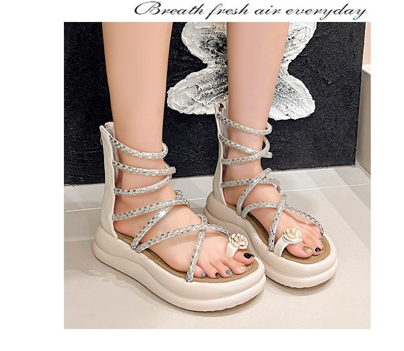 Camellia Rhinestone Cross Soft Sandals