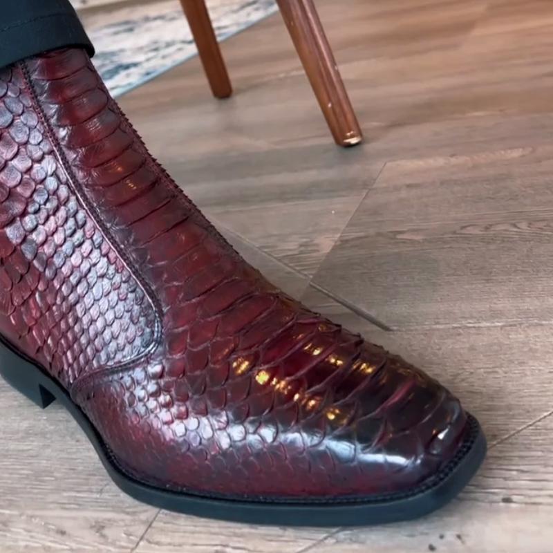 Burgundy Leather Casual Boots