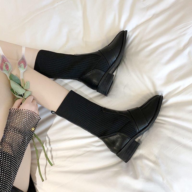 Knit Stretch Casual Boots