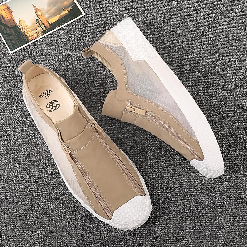 Sheer Zipper Breathable Canvas Shoes