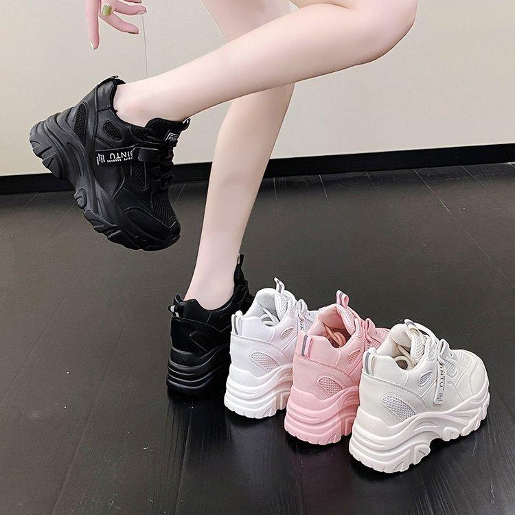 Breathable Mesh Lace-Up Chunky Sneakers