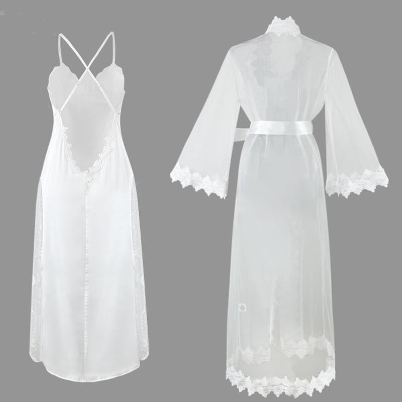 Sexy Satin Two Pieces Sleepwear Robe