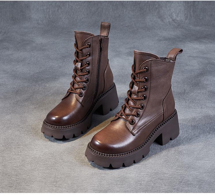 Lace-Up Chunky Heel Boots