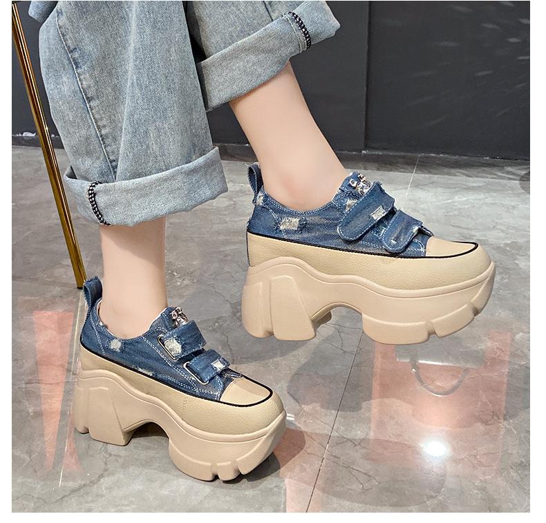 Denim Velcro Thick-Sole Casual Shoes