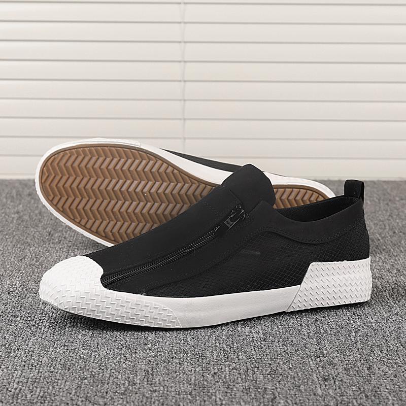 Sheer Zipper Breathable Canvas Shoes