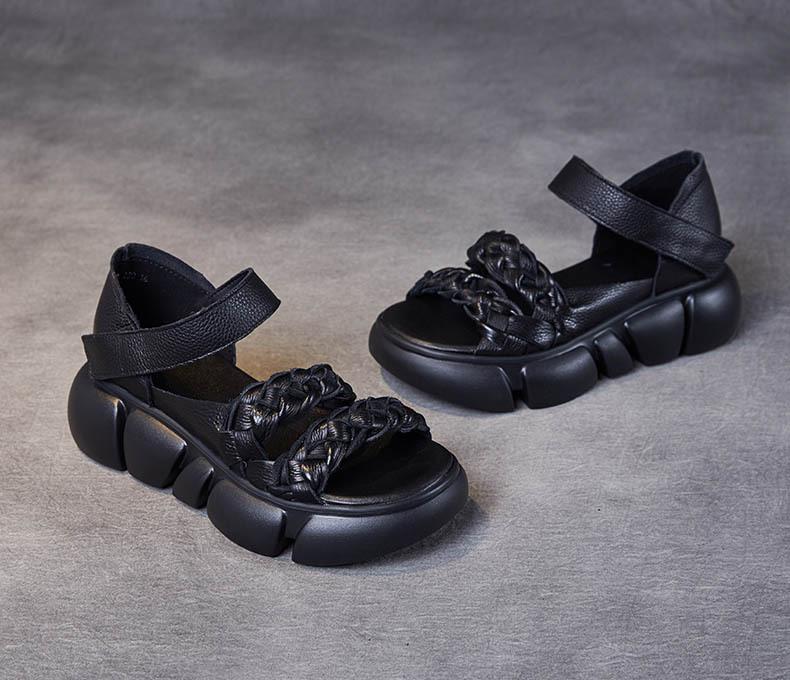 Handmade Woven Versatile Leather Soft Retro Sandals