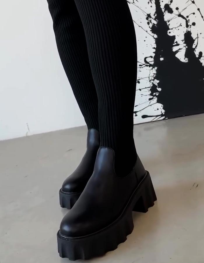 Knit Stretch Chunky Boots