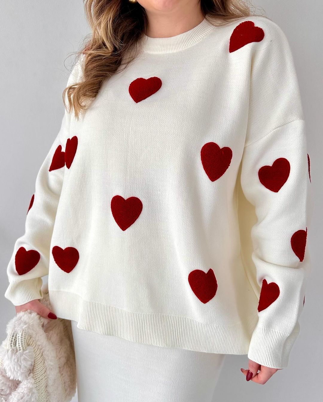 Heart Embroidery Knitted Suits