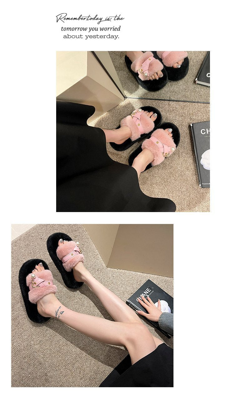 Color Matching Warm Fluffy Slippers