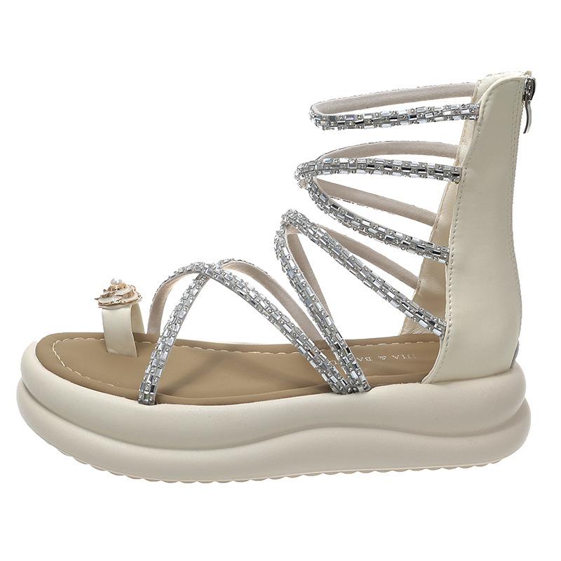 Camellia Rhinestone Cross Soft Sandals