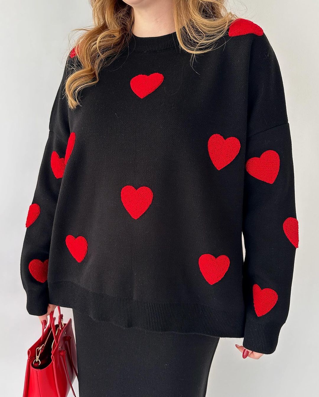 Heart Embroidery Knitted Suits