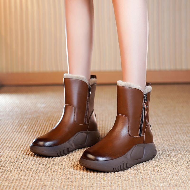 Soft Leather Comfy Zipper Ankle Boots