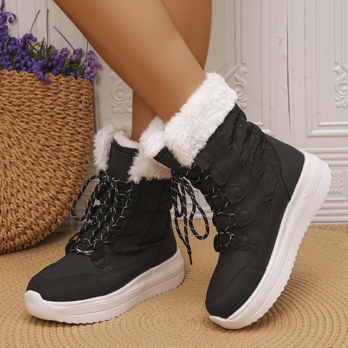 Wedges Comfy Lace-up Snow Boots
