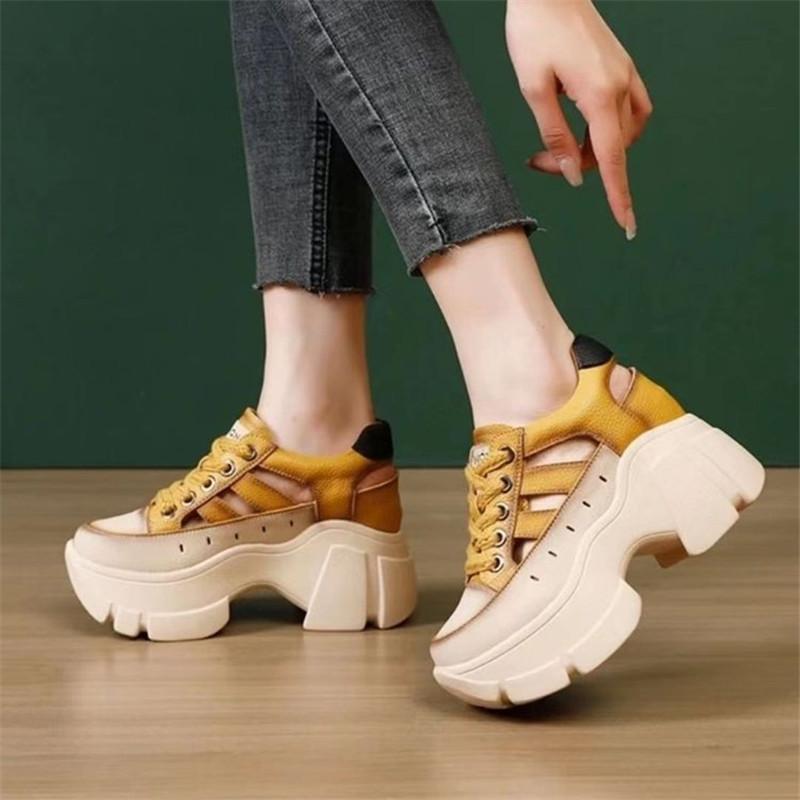 Leather Chunky Lace Up Sneakers