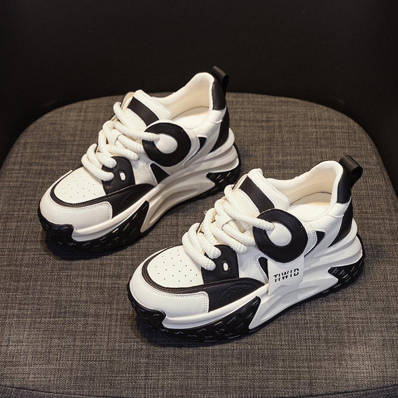 Mixed Color Leather Casual Sneakers