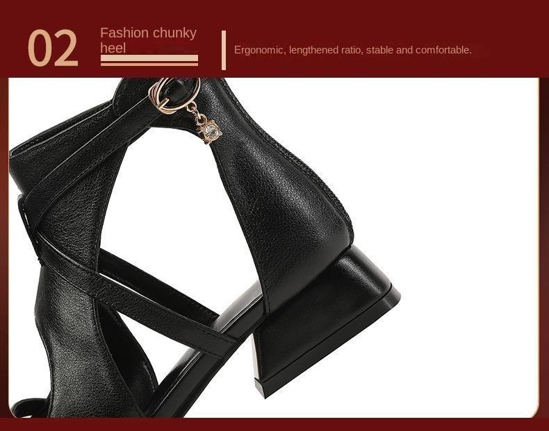 Cover Leather Fish Mouth Ankle Sandals