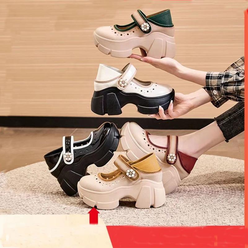 Leather Velcro Rhinestones Chunky Sneakers