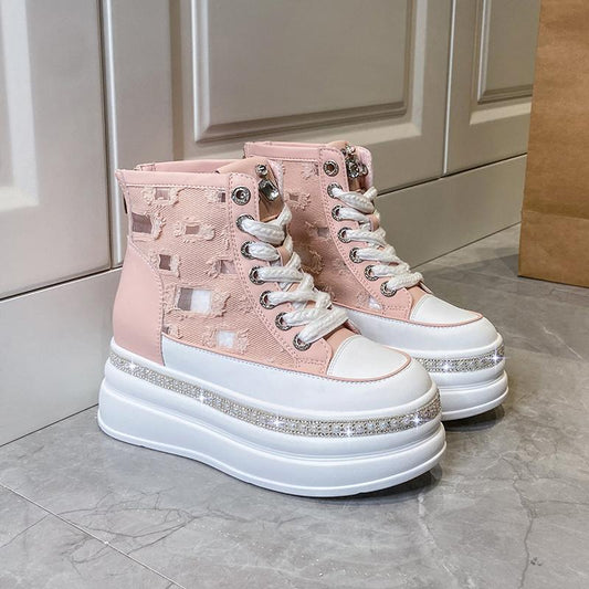 Walking Crystal Mid Heels Shoes