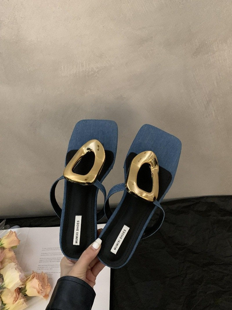 Buckle Clip-Toe Slippers