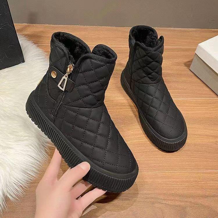 Winter Velvet Warm Snow Lattice Boots