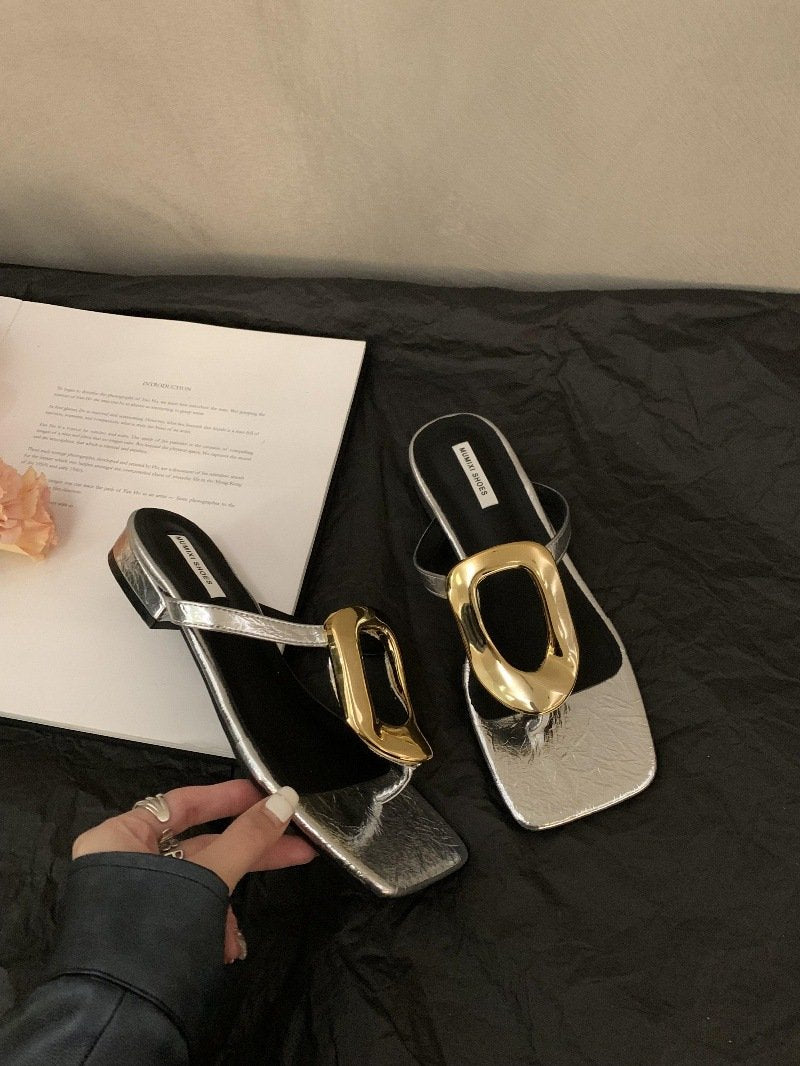 Buckle Clip-Toe Slippers