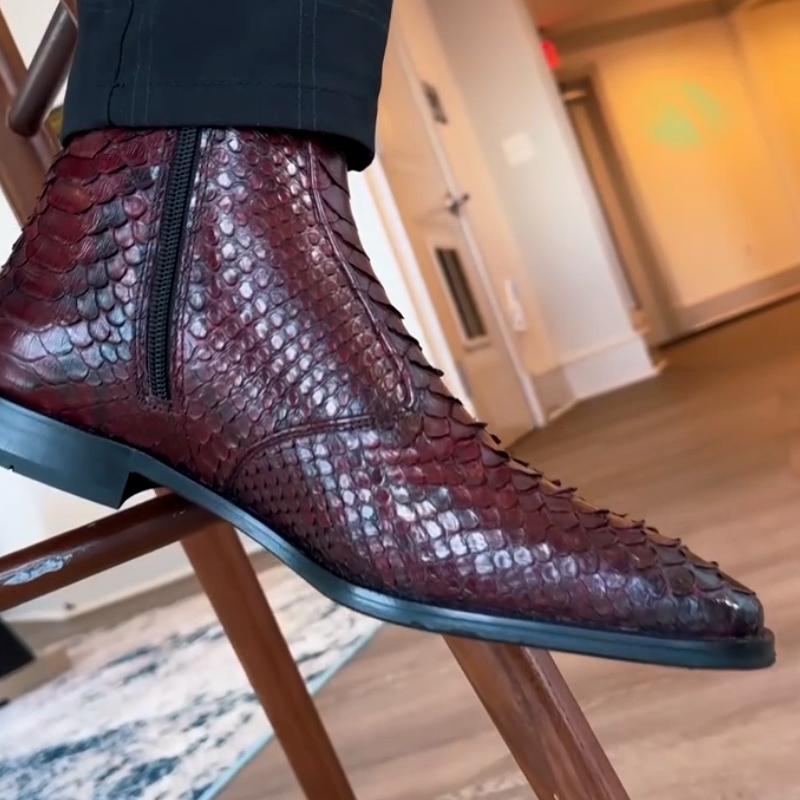 Burgundy Leather Casual Boots