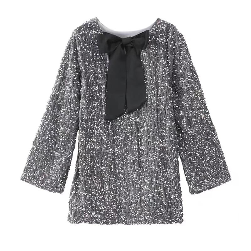 Chic Shining Sequin Bowknot Mini Dress
