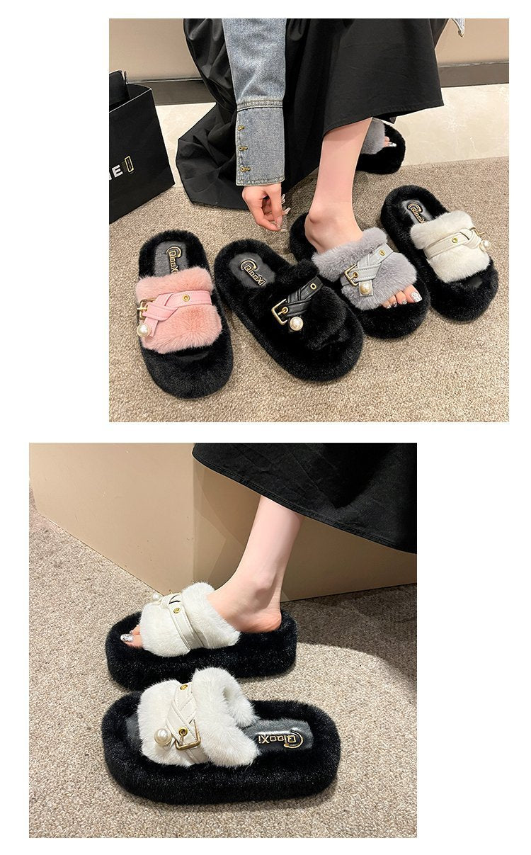 Color Matching Warm Fluffy Slippers