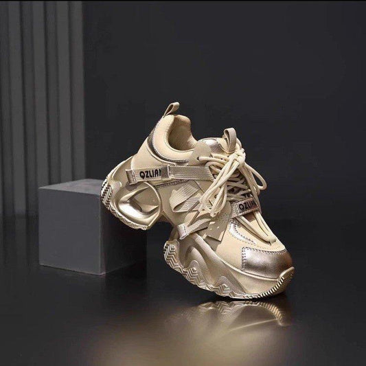 Thick-Sole Leather Heightening Shoes