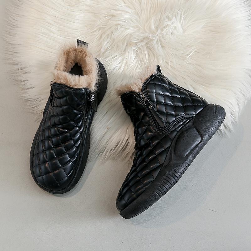 Winter Fluffy Leather Snow Shoes