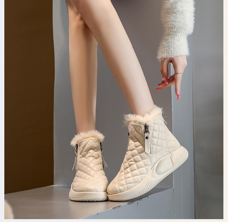 Winter Fluffy Leather Snow Shoes