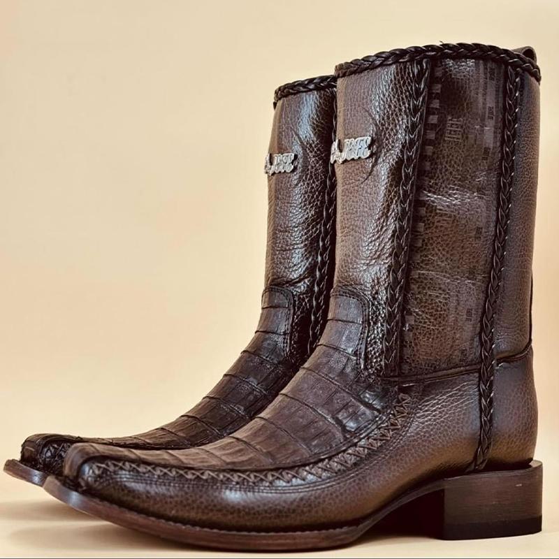 Casual Leather Mid-Calf Boots