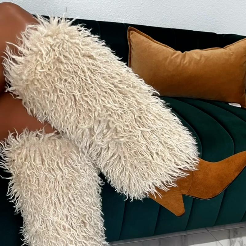 White Fluffy Casual Shoes