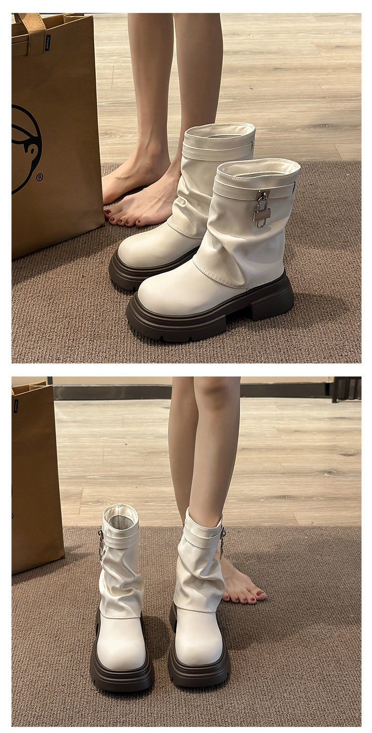 Stacking Metallic Square Toe Classic Boots