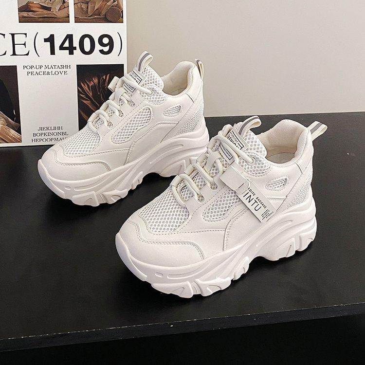 Breathable Mesh Lace-Up Chunky Sneakers