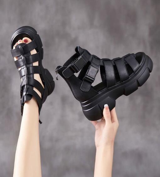 Handmade Leather Retro Casual Ankle Boots Sandals