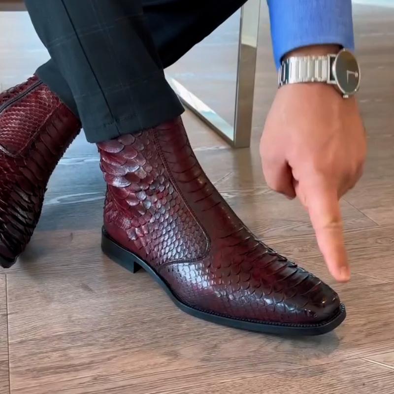 Burgundy Leather Casual Boots
