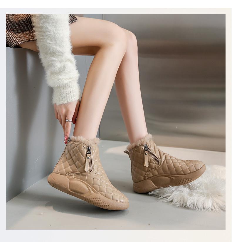 Winter Fluffy Leather Snow Shoes