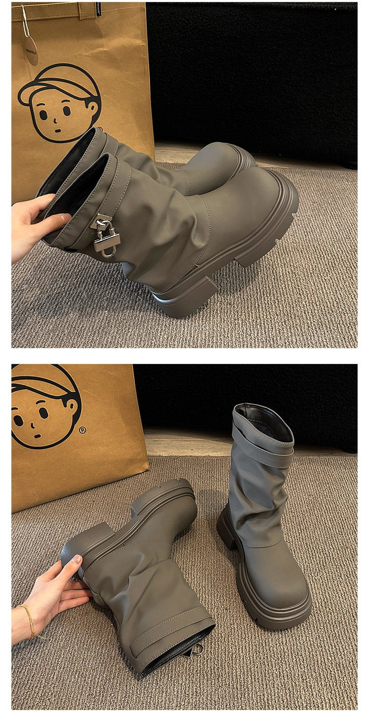 Stacking Metallic Square Toe Classic Boots