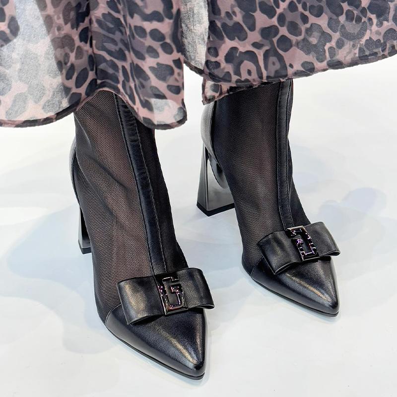 Black Lace High-Heel Boots