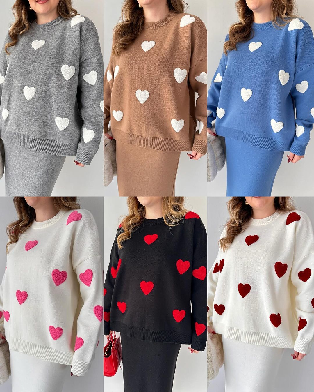 Heart Embroidery Knitted Suits