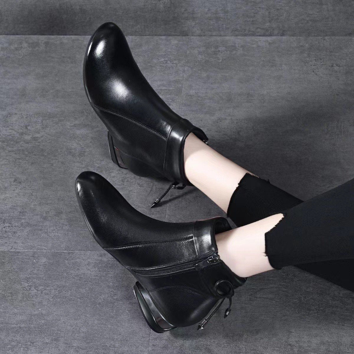 Soft Leather Versatile Low Heel Boots