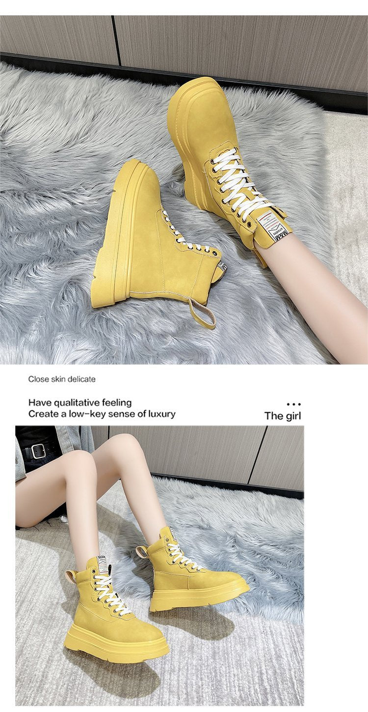 Vintage Bright Lace-Up Short Boots