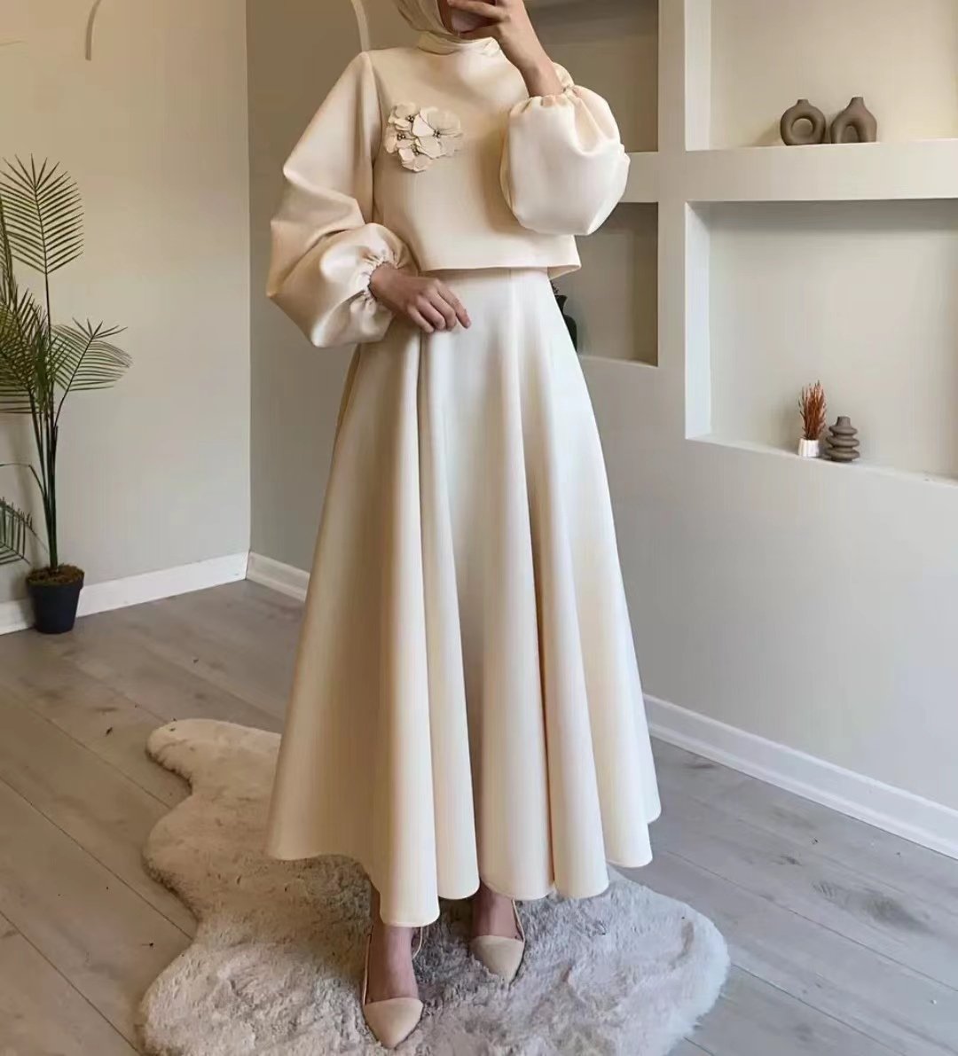 Solid Color Floral Flowy Midi Dress