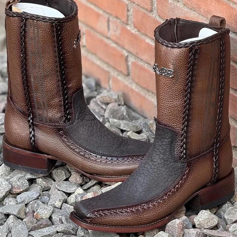 Casual Leather Mid-Calf Boots
