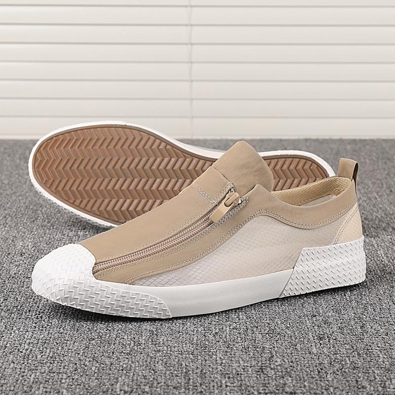 Sheer Zipper Breathable Canvas Shoes