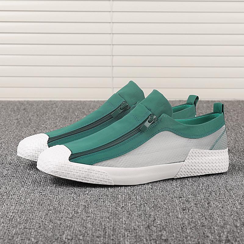 Sheer Zipper Breathable Canvas Shoes