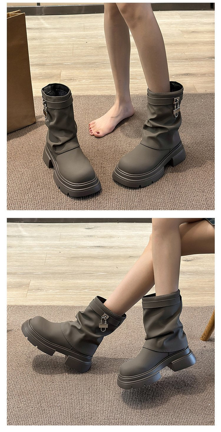 Stacking Metallic Square Toe Classic Boots