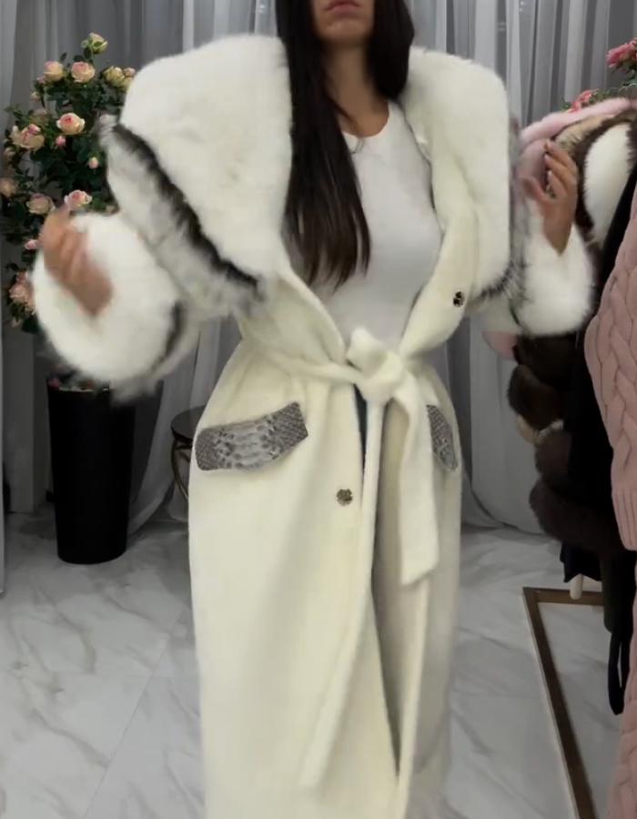 White Belt Casual Coat